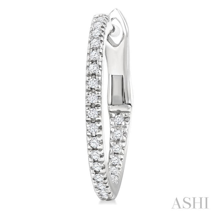 1/6 Ctw Inside & Outside Round Cut Diamond Hoop Earrings in 10K White Gold