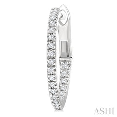 1/6 Ctw Inside & Outside Round Cut Diamond Hoop Earrings in 10K White Gold