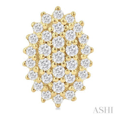 1/5 Ctw Petite Oval Shape Round Cut Diamond Cluster Fashion Stud Earring in 10K Yellow Gold