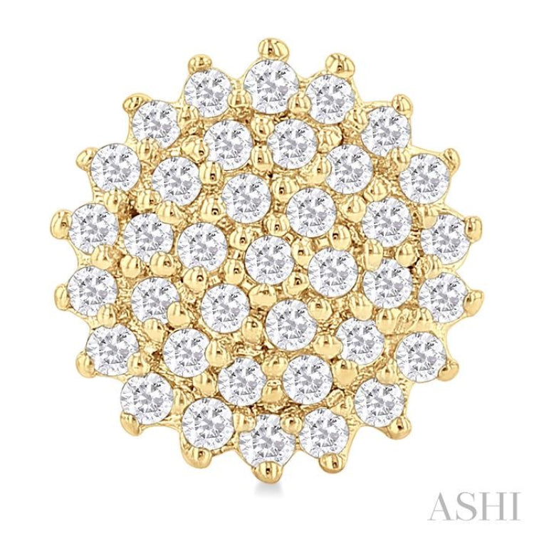 1/5 Ctw Petite Round Shape Round Cut Diamond Cluster Fashion Stud Earring in 10K Yellow Gold