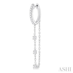 1/3 Ctw Round Cut Diamond Chain Dangler Hoop Earring in 10K White Gold