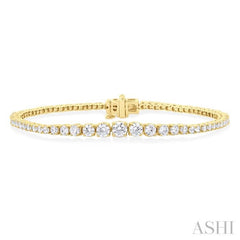 3 Ctw Graduated Round Cut Diamond Tennis Bracelet in 14K Yellow Gold