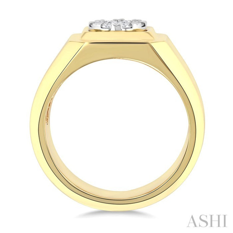 1/2 Ctw Lovebright Two-Tone Round Cut Diamond Men's Ring in 10K Yellow and White Gold