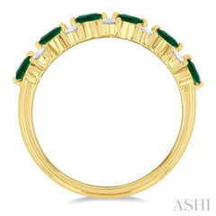 1/3 ctw Round Cut 3MM Emerald and Diamond Precious Band in 14K Yellow Gold