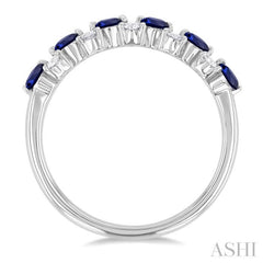 1/3 ctw Round Cut 2.7MM Sapphire and Diamond Precious Band in 14K White Gold