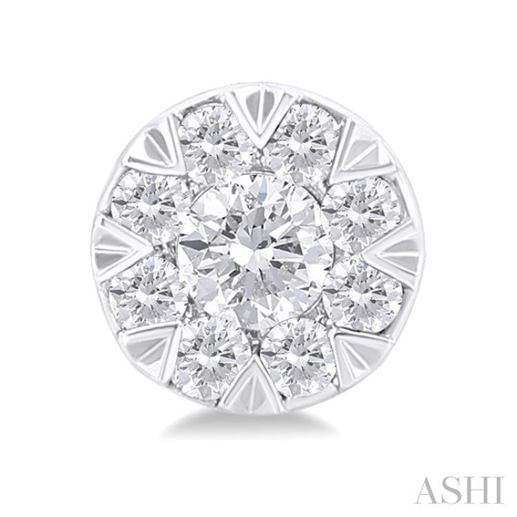 1/6 Ctw Lovebright Petite Round Shape Round Cut Diamond Fashion Stud Earring in 10K White Gold