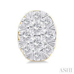 1/6 Ctw Lovebright Petite Oval Shape Round Cut Diamond Fashion Stud Earring in 10K Yellow Gold