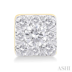 1/6 Ctw Lovebright Petite Square Shape Round Cut Diamond Fashion Stud Earring in 10K Yellow Gold