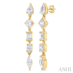 1 Ctw Mixed Diamond Cut Fashion Earring in 14K Yellow Gold