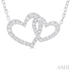 1/4 Ctw Interlocked Heart Round Cut Diamond Fashion Pendant With Chain in 10K White Gold