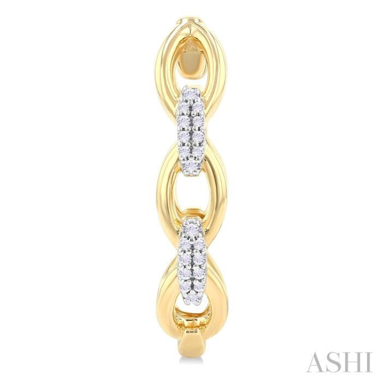 1/6 Ctw Rolo Link Round Cut Diamond Fashion Long Earring in 14K Yellow Gold