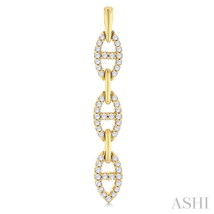 1/3 Ctw Marquise Open Link Round Cut Diamond Fashion Hoop Earring in 14K Yellow Gold