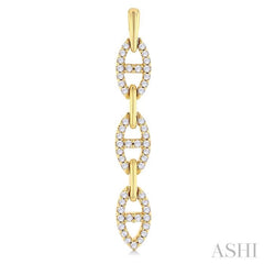 1/3 Ctw Marquise Open Link Round Cut Diamond Fashion Hoop Earring in 14K Yellow Gold