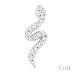 1/8 Ctw Petite Snake Round Cut Diamond Fashion Stud Earring in 10K White Gold