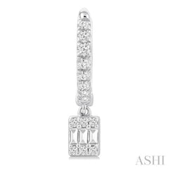 1/3 ctw Petite Rectangle Shape Fusion Diamond Fashion Huggies in 10K White Gold