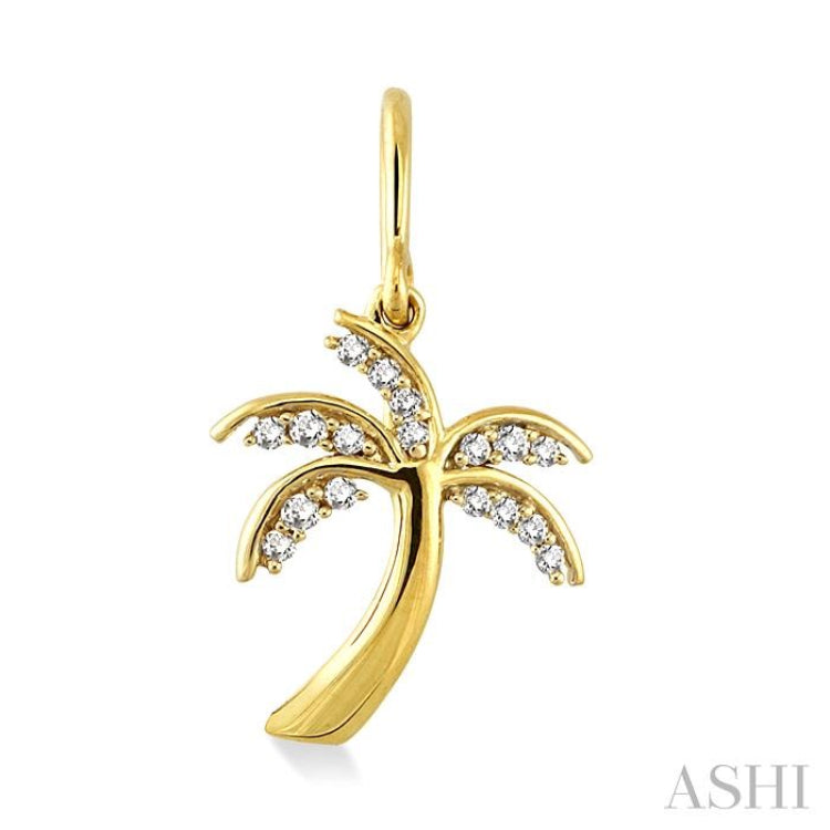 1/4 Ctw Palm Tree Round Cut Diamond Earrings in 14K Yellow Gold