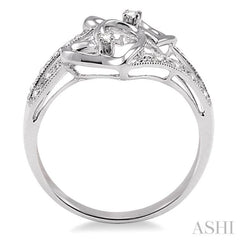 1/10 Ctw Twin Heart Diamond Ring in 14K White Gold