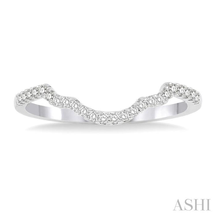 1/10 Ctw Round Cut Diamond Wedding Band in 14K White Gold