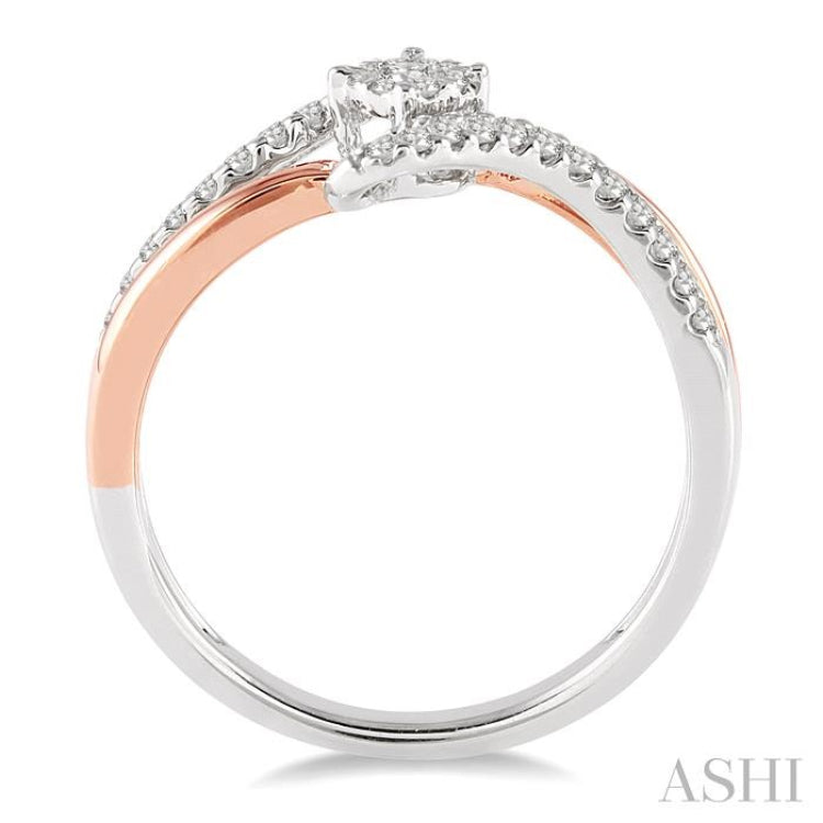 1/4 Ctw Lovebright Round Cut Diamond Ring in 10K White and Rose Gold