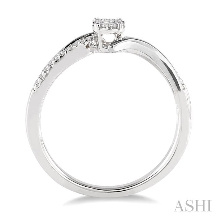 1/10 Ctw Lovebright Round Cut Diamond Ring in 14K White Gold