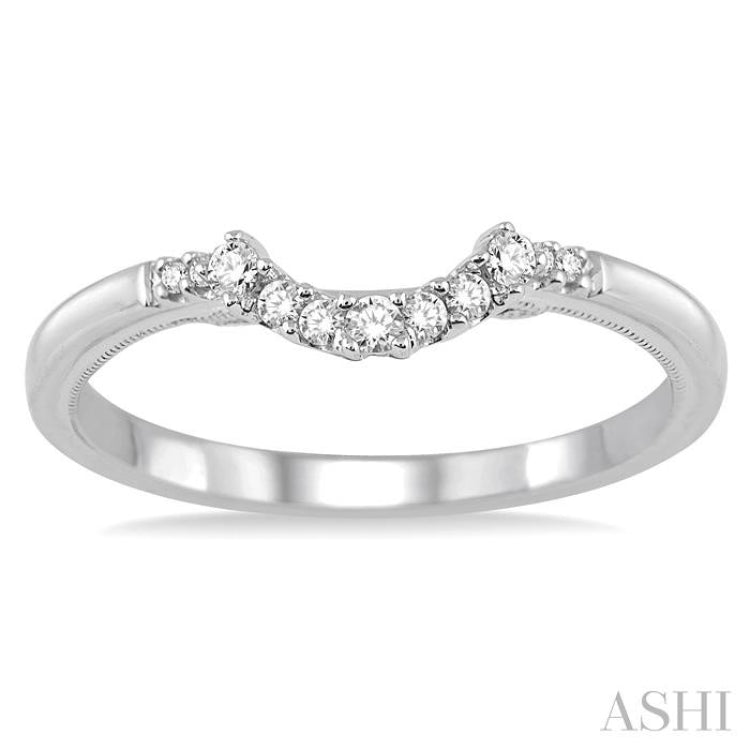 1/10 Ctw Round Cut Diamond Wedding Band in 14K White Gold