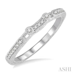 1/10 Ctw Round Cut Diamond Wedding Band in 14K White Gold