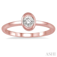 1/50 Ctw Oval Shape Round Cut Diamond Promise Ring in 10K Rose Gold