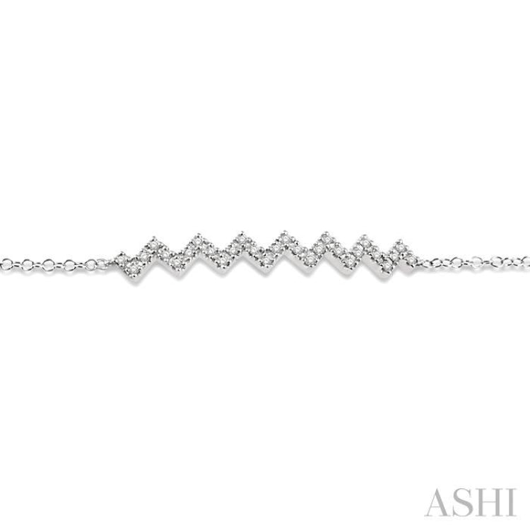 1/5 Ctw Zig-Zag Round Cut Diamond Link Chain Bracelet in 10K White Gold