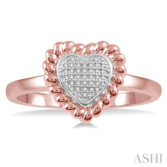 1/20 Ctw Heart Shape Twisted Rim Round Cut Diamond Ring in 10K Rose Gold