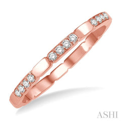 1/10 ctw Round Cut Diamond Block Stackable Ring in 14K Rose Gold