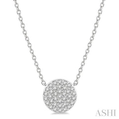 1/6 Ctw Disc Round Cut Diamond Necklace in 10K White Gold