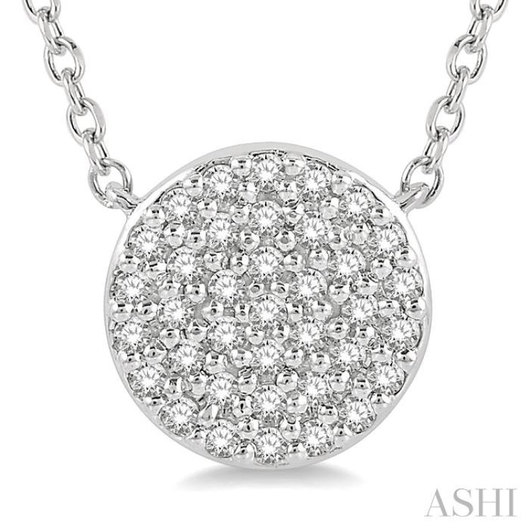 1/6 Ctw Disc Round Cut Diamond Necklace in 10K White Gold