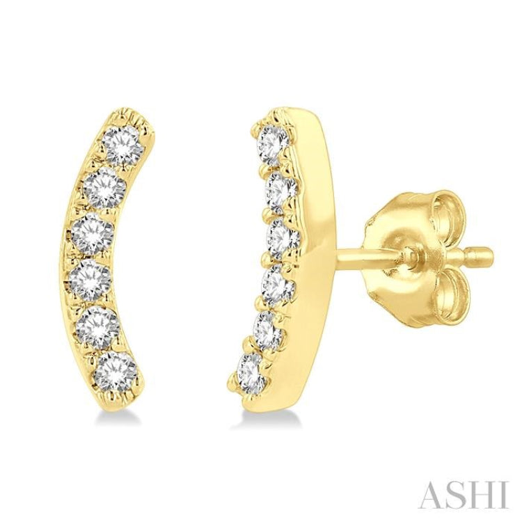 1/10 Ctw Arc Round Cut Diamond Petite Fashion Stud Earring in 10K Yellow Gold