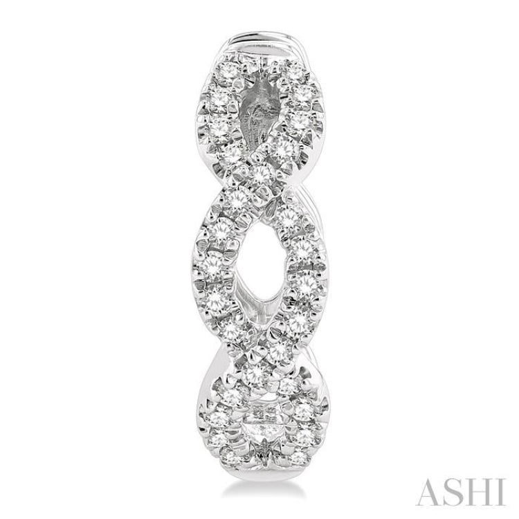 1/4 ctw Petite Twisted Round Cut Diamond Fashion Huggies in 10K White Gold