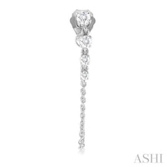 1/3 Ctw Journey Round Cut Diamond Fashion Long Chain Earring in 14K White Gold