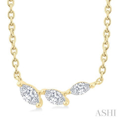 1/6 Ctw Graduated Marquise Cut Diamond Fashion Necklace in 14K Yellow Gold
