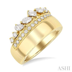 3/4 Ctw Mixed Diamond Cut Fashion Ring in 14K Yellow Gold