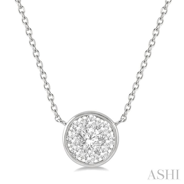 1/3 Ctw Round Shape Lovebright Diamond Pendant With Chain in 14K White Gold