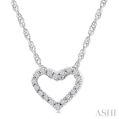 1/20 Ctw Heart Shape Round Cut Diamond Pendant With Chain in 10K White Gold