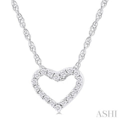 1/20 Ctw Heart Shape Round Cut Diamond Pendant With Chain in 10K White Gold