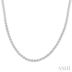 10 Ctw Illusion Round Cut Diamond Eternity Tennis Necklace in 14K White Gold