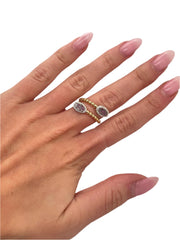 14k Two Toned Pear Shaped Split Ring With Purple Diamond Size 8