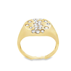 14k Yellow Gold Scatter Diamond Circle Ring Size 7
