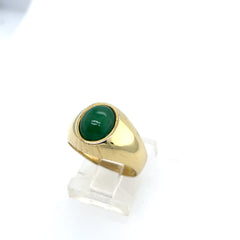 14k Yellow Gold Cabusion Jade Ring Pre Owned Size 7