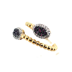 14k Two Toned Pear Shaped Split Ring With Purple Diamond Size 8