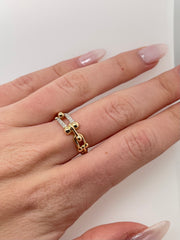 14k Yellow Gold Hardware Fashion Diamond Ring Size 7