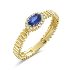 14k Yellow Gold Sapphire Diamond Ring