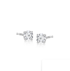 14k White Gold Lab-Grown Diamond Round Stud Earrings