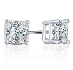 14k White Gold Princess Cut Lab Grown Diamond Earrings
