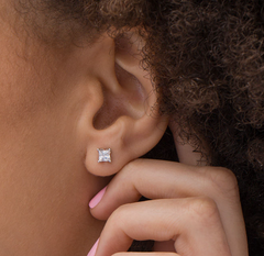 14k White Gold Princess Cut Lab Grown Diamond Earrings